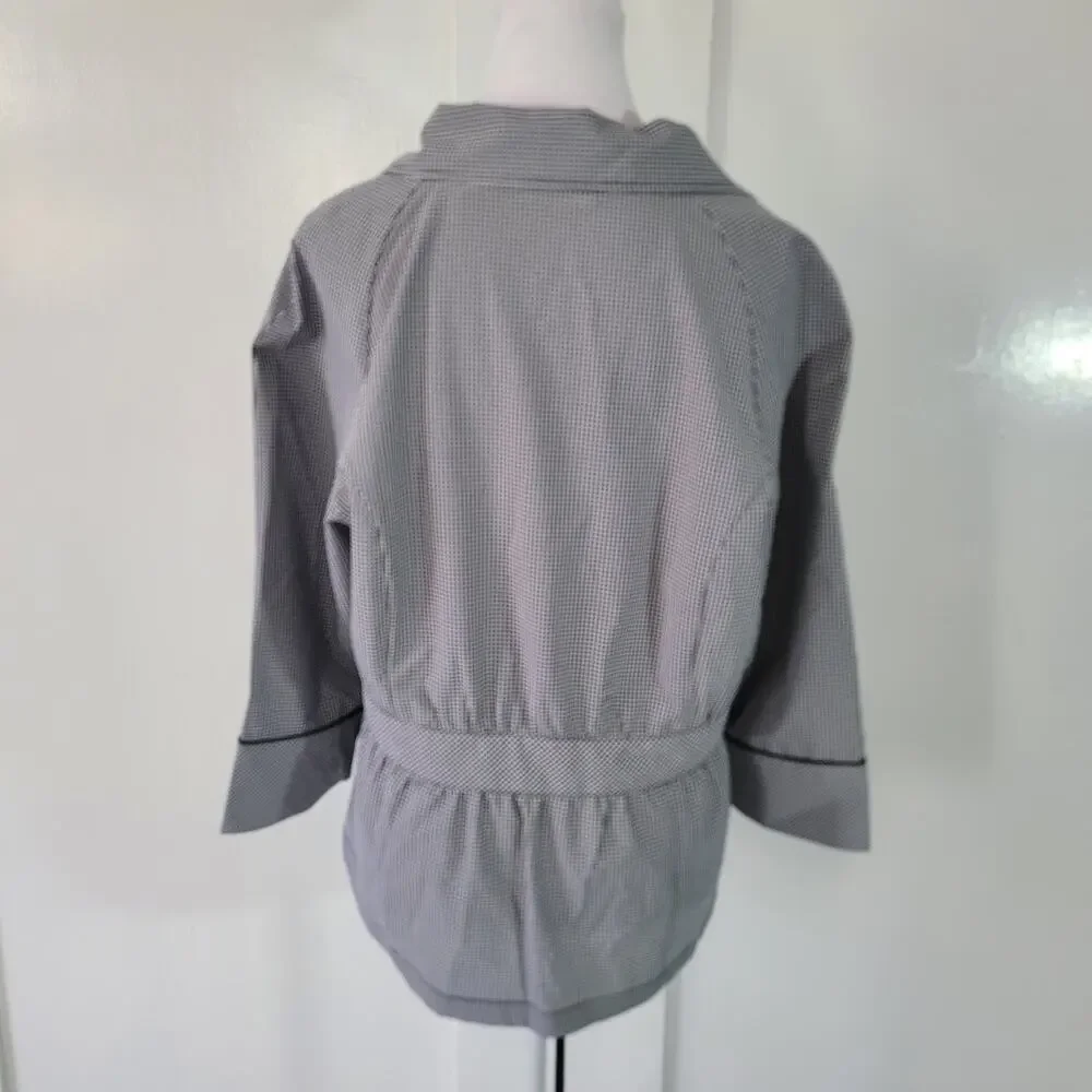 Drapers & Damons Size M Stretch Gingam Plaid‎ Black White Full Zip Jacket